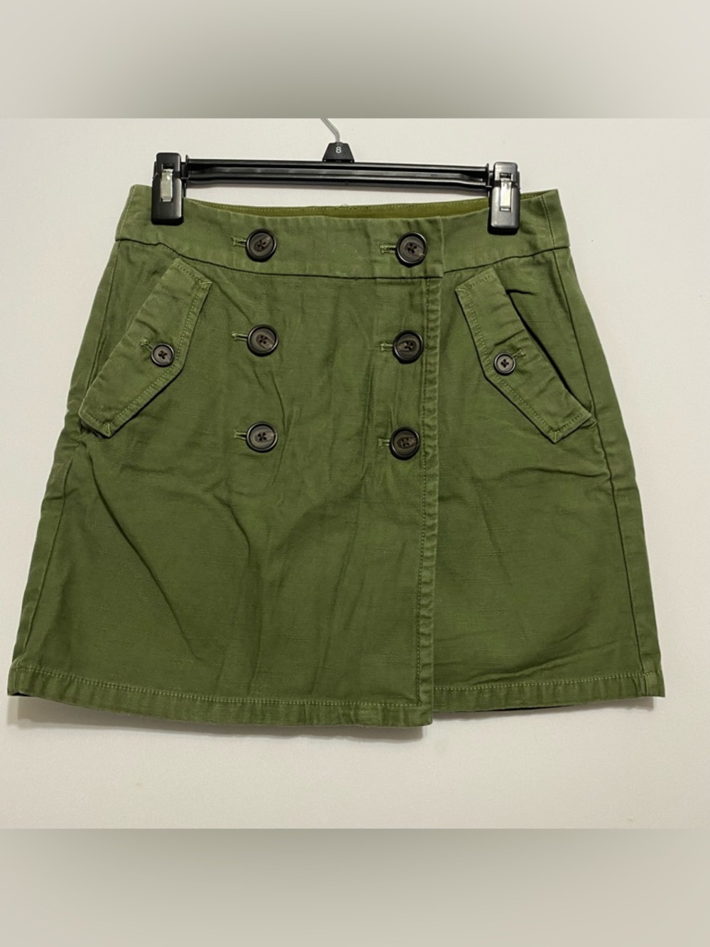 J. Crew Skirt Womens 2 Olive Green Cargo Utility Button Front Pockets Earthy